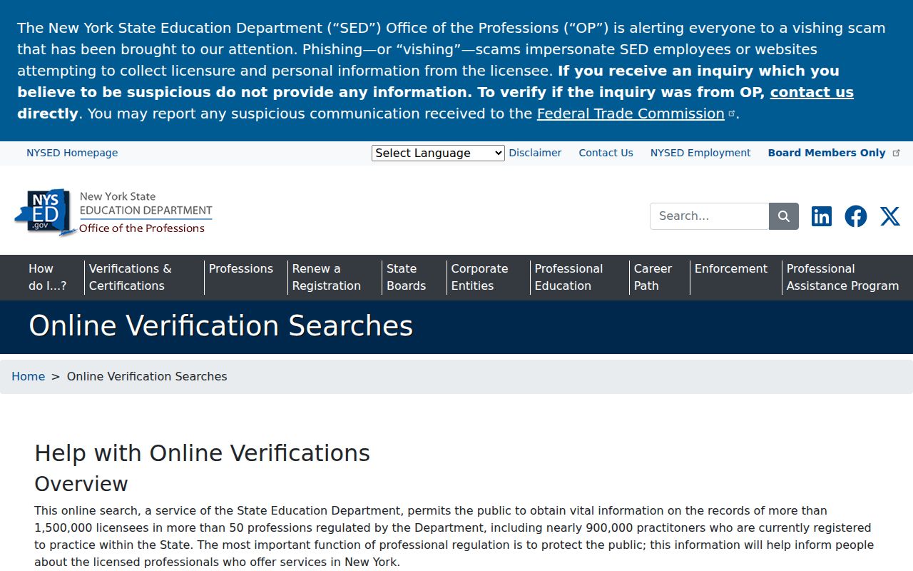 Monroe residents directory New York professional license verification