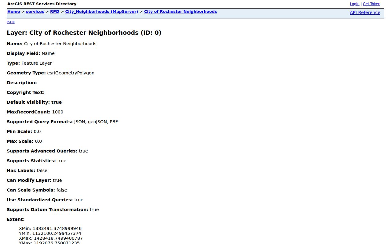 Monroe neighbors Rochester neighborhood layer with association fields